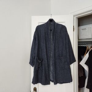 Eileen Fisher Open Cardigan Hemp Cotton size large petite fits oversized